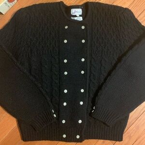 Mint Vintage Condition Black Windcrest Shetland 100% Pure Virgin Wool—Must See!